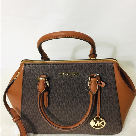 NWT Michael Kors Charlotte Brown large Satchel Bag - Picture 7 of 15